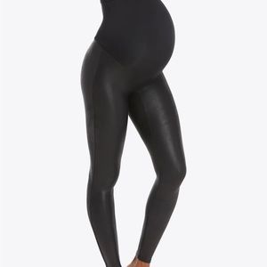 SPANX Mama Faux Leather Leggings Size Medium